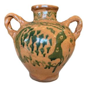 Antique 30's Ceramic Redware Slip Decoration Pottery Jug- Signed and Date 1939