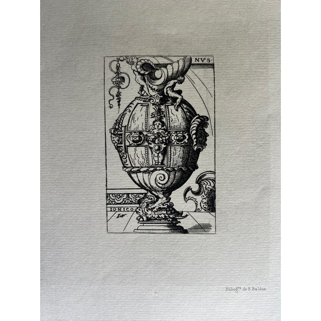 French Antique Édouard Baldus Heliogravure of Renaissance Ornamental Vessels, Paris C. 1870 For Sale - Image 3 of 4
