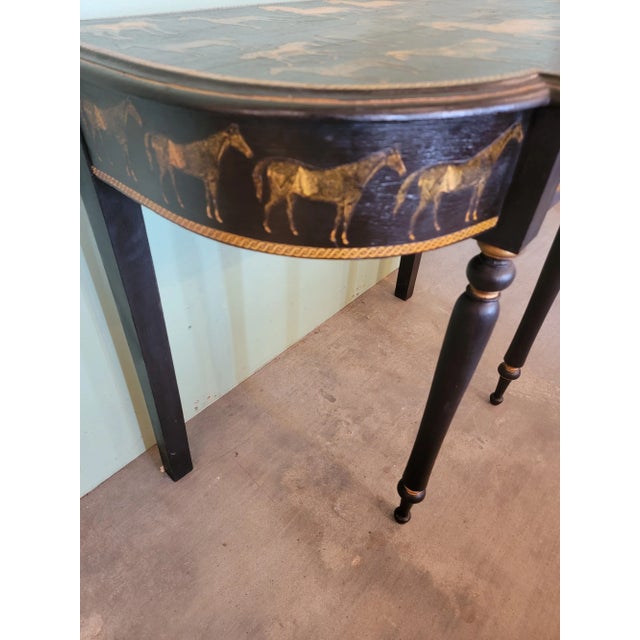 Black Horse Decoupaged Antique Console Table - From South England For Sale - Image 8 of 12