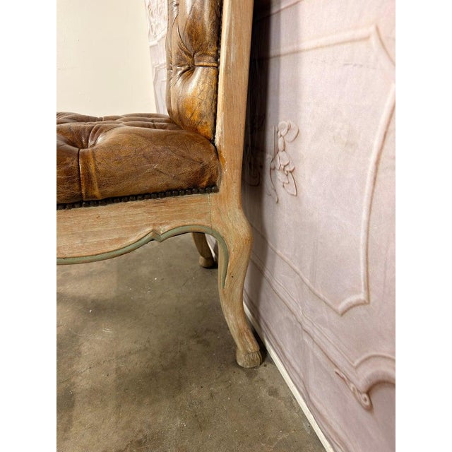Set of 8 French Louis XV Dining Chairs, Leather Tufted, 1960s For Sale - Image 15 of 18