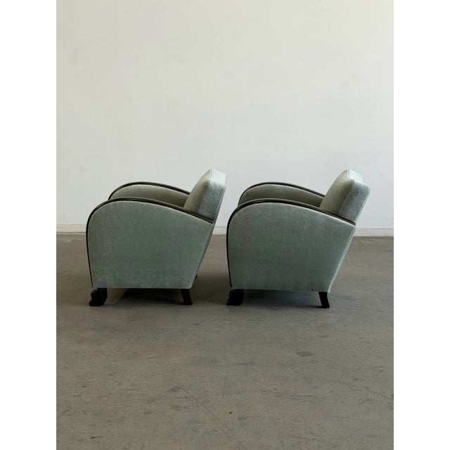 1960s Arched Chairs in Mint Blue Mohair For Sale - Image 14 of 15