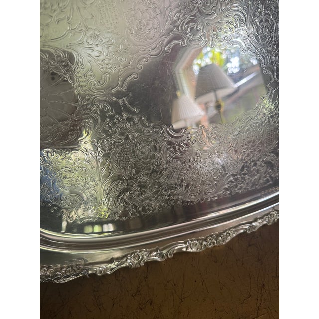 Metal Vintage Silver-Plated Butler Tray in the "Countess" Pattern by the International Silver Company For Sale - Image 7 of 18