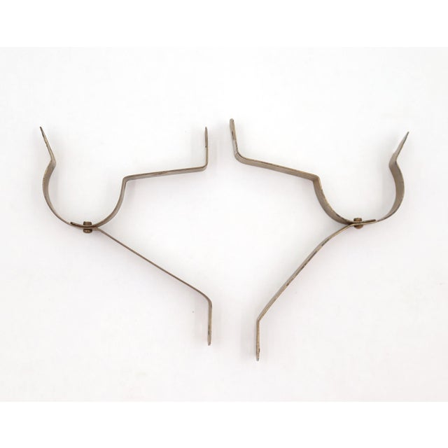 Mid 20th Century Pair of Vintage Brass Plated Steel Curtain Rod Brackets For Sale - Image 5 of 5
