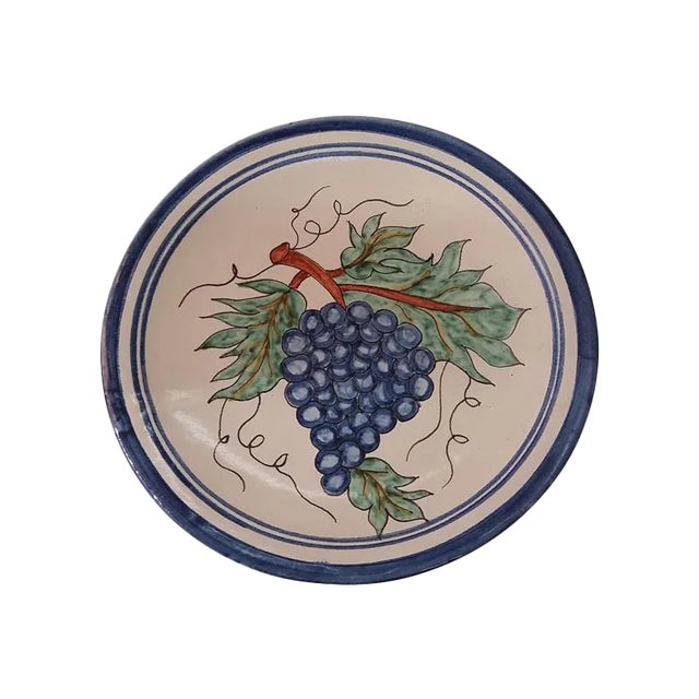 Vintage Mexican Redware Grapes Decorative Plate For Sale