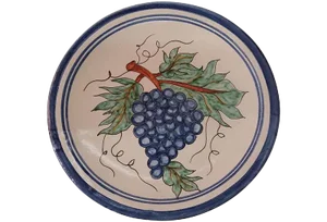 Vintage Mexican Redware Grapes Decorative Plate