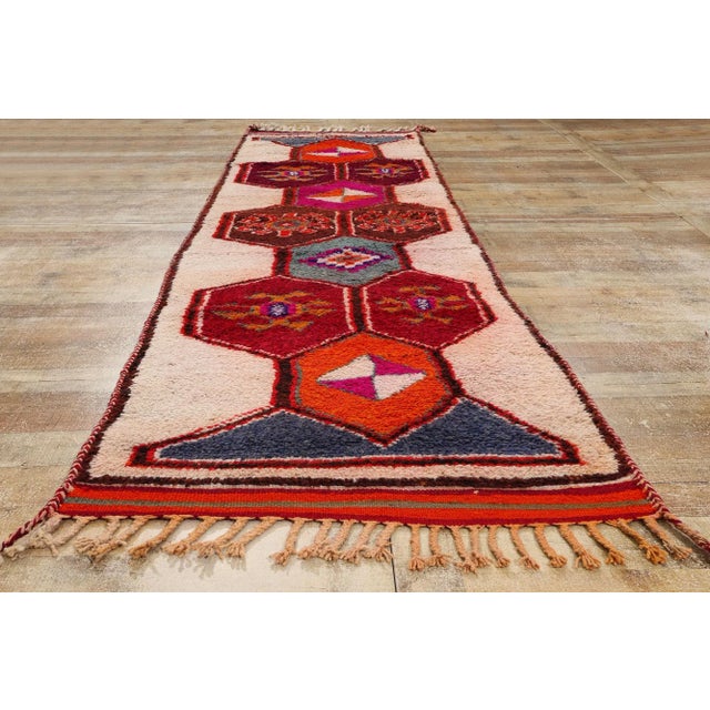 Champagne Vintage Kurdish Tribal Rug Runner - 03'05 X 12'00 For Sale - Image 8 of 9