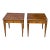 1970s Baker Furniture Satinwood & Brass Neoclassical End Tables With Glass Tops, Pair For Sale