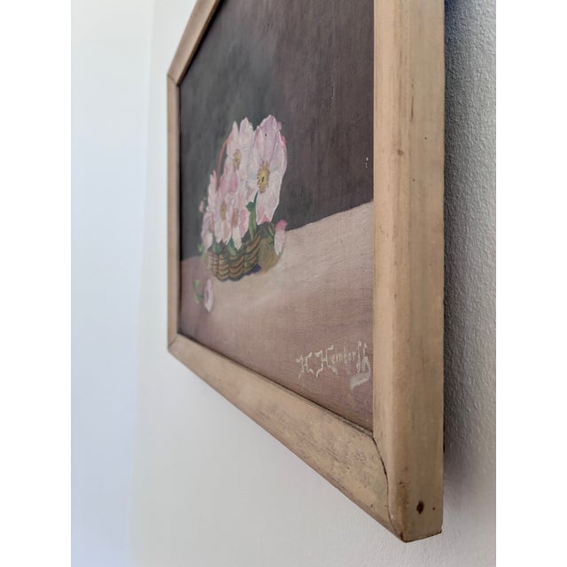 Textile Vintage Original Flower Oil Painting, Floral Still Life Art For Sale - Image 7 of 13