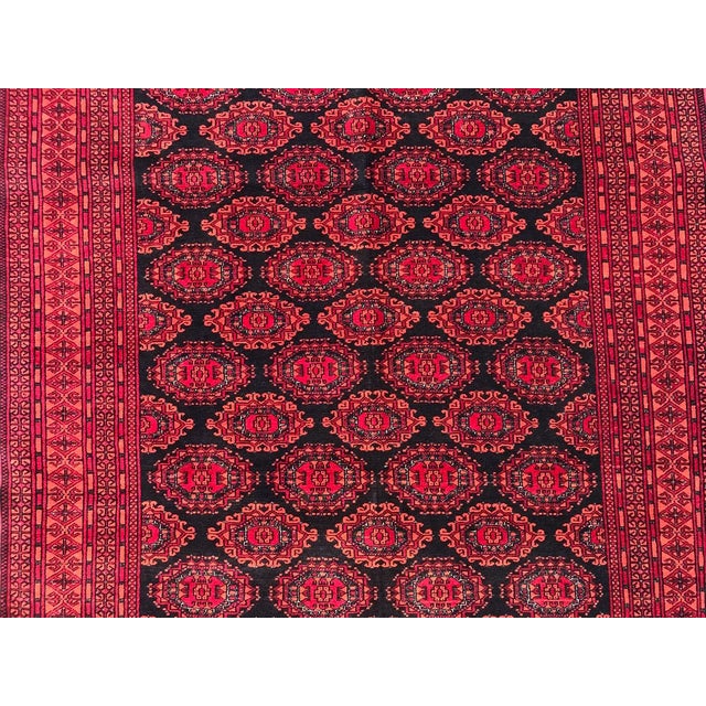 Islamic Hand Knotted Afghan Turkmen Rug For Sale - Image 3 of 6