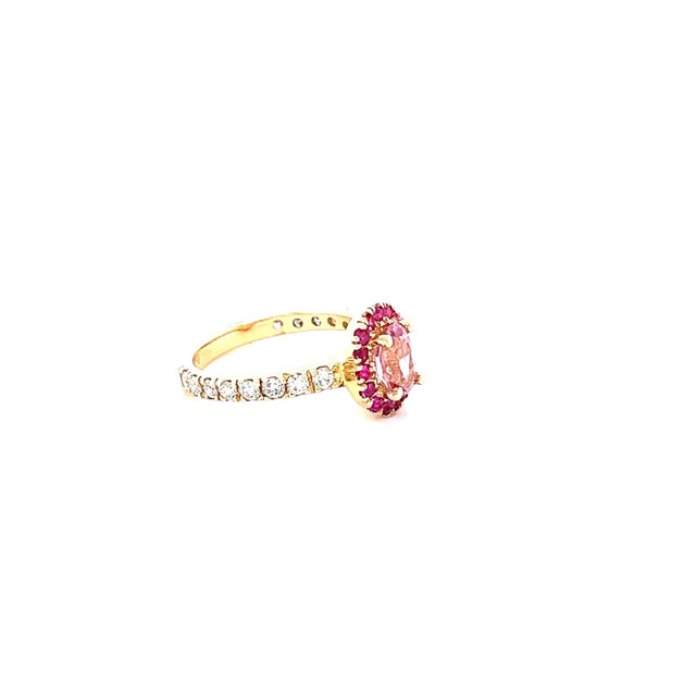 2020s 1.86 Carat Pink Sapphire Diamond 14 Karat Yellow Gold Engagement Ring, Size 5.5 For Sale - Image 5 of 9