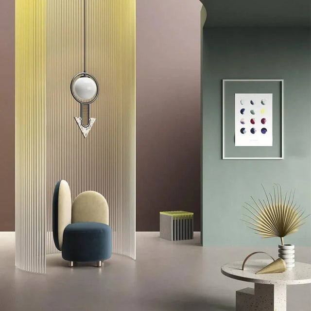 Semi Circular Terrazzo Frame II Suspension Lamp by Utu Soulful Lighting For Sale - Image 4 of 6