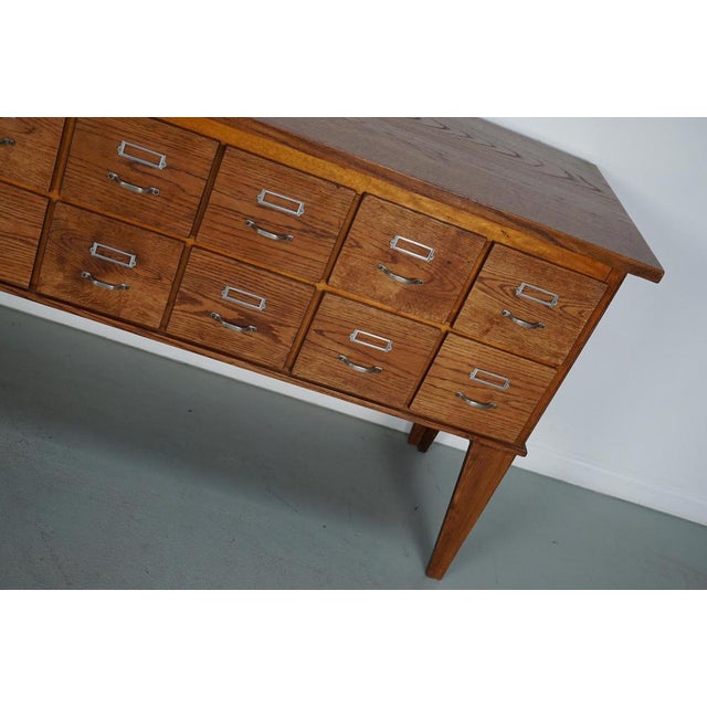 Industrial Vintage Dutch Oak Apothecary Sideboard, 1950s For Sale - Image 3 of 17