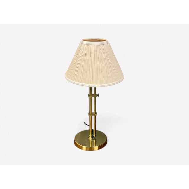 Mid-Century Modern Bergboms, Swedish Modern, Brass, Fabric, Adjustable Table Lamp, Sweden, 1980s For Sale - Image 3 of 10