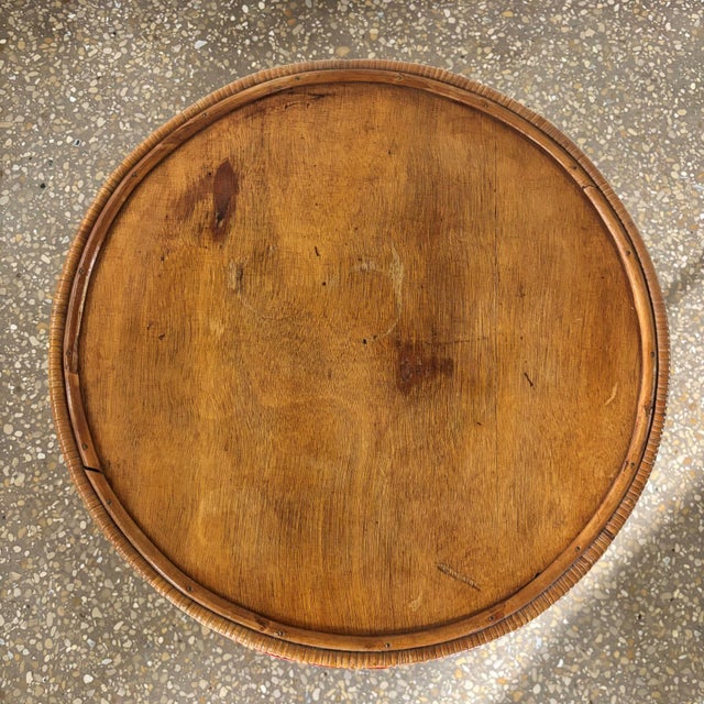 Brown French Bamboo and Cane Side Table, 1950s For Sale - Image 8 of 9