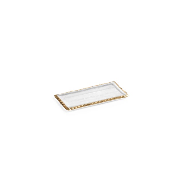Cassiel Rectangular Trays with Jagged Gold Rim, Set of 2, Small For Sale - Image 4 of 4