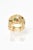 Modernist brutalist ring with inset diamond, rubies and emeralds in a wide 14k yellow gold mounting. Size 4 Dimensions...