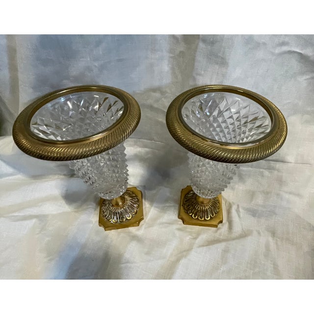 Crystal and Gilded Bronze Vases, 19th Century, Set of 2 For Sale - Image 10 of 13