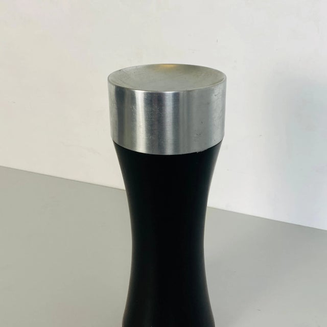 Black Mid-Century Modern Italian Black Floor Steel Ashtray, 1970s For Sale - Image 8 of 9