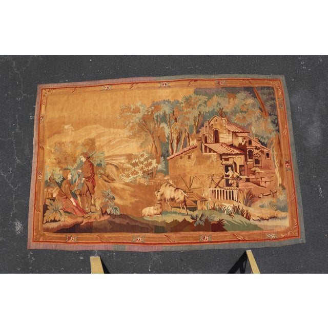 19th Century Antique French Verdure Tapestry With a Countryside Scene For Sale - Image 13 of 16