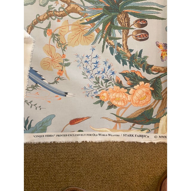 Traditional Old World Weavers Cinque Terra Coral Sky Printed Fabric - 5' Piece For Sale - Image 3 of 6