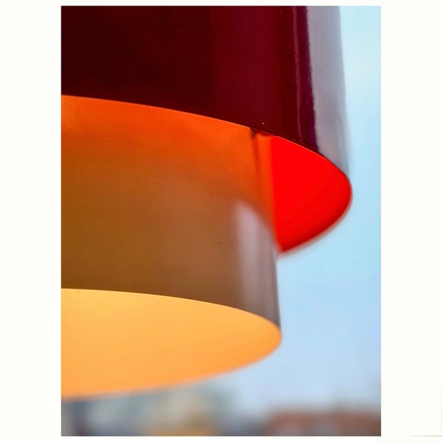 1970s Vintage Danish Red and White Pendant Lamp, Denmark, 1970s For Sale - Image 5 of 5