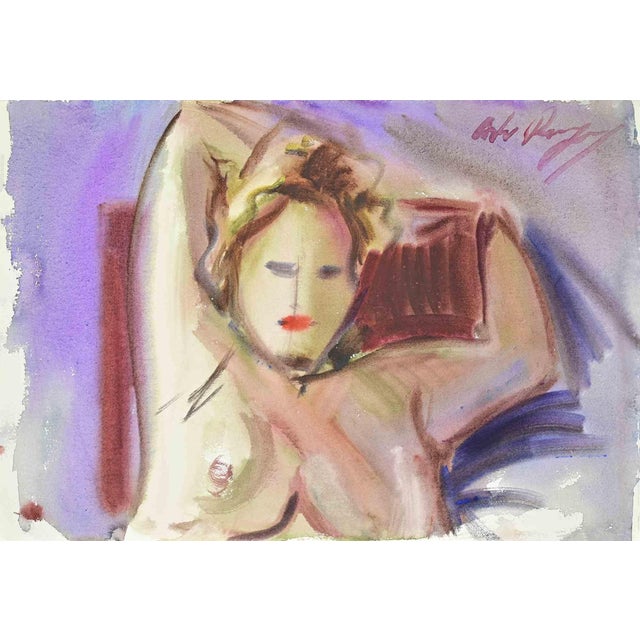 Carlo Ravagnan, Nude of Woman, Watercolor, 1960s For Sale