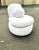 Stunning, Vladimir Kagan-style round chair with round pillow. In a white, velvet-meets-bouclé like fabric. Newly...