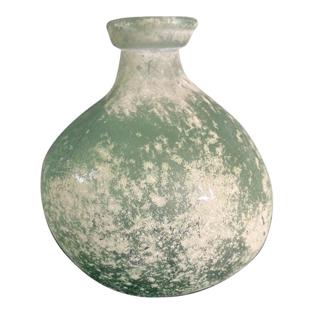 Spanish Seafoam Hand-Blown Glass Vase, Weathered Finish For Sale
