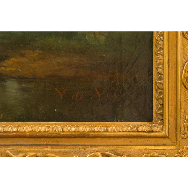 Traditional Signed Joost-Vincent De Vos 19th Century Oil Painting Depicting Hounds and Boy For Sale - Image 3 of 12