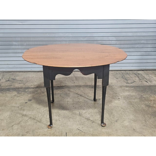 Late 20th Century Tiger Maple Benchmade Dining Table Breakfast Table Tavern Table Black Base For Sale In Cleveland - Image 6 of 10