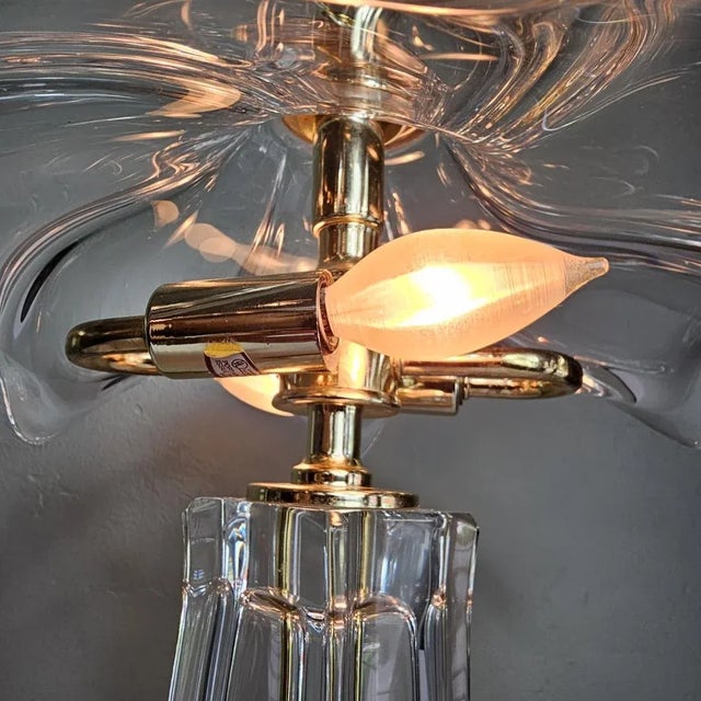 Vintage 1960s Crystal Cofrac Art Verrier Brass French Table Lamp For Sale - Image 10 of 12