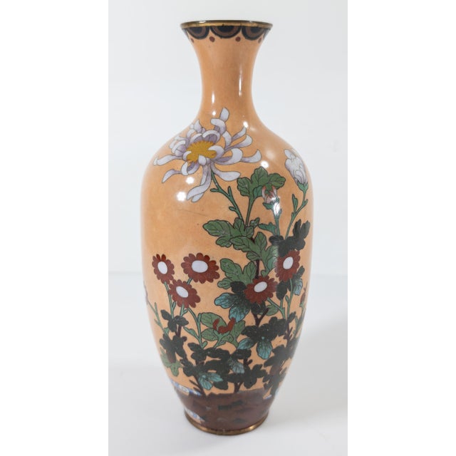 Japanese 20th Century Japanese Cloisonne Enamel Vase With Flowers For Sale - Image 3 of 12