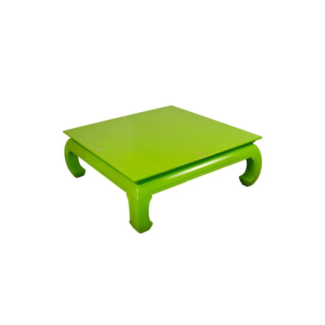 Mid Century Chinoiserie Coffee Table in Green Gold