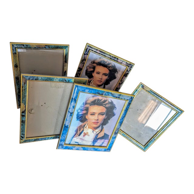 80's Pastel Lacquered Picture Frames Set of 5 For Sale