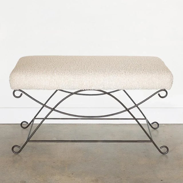 White Panoplie Iron Loop Bench, Poodle For Sale - Image 8 of 8
