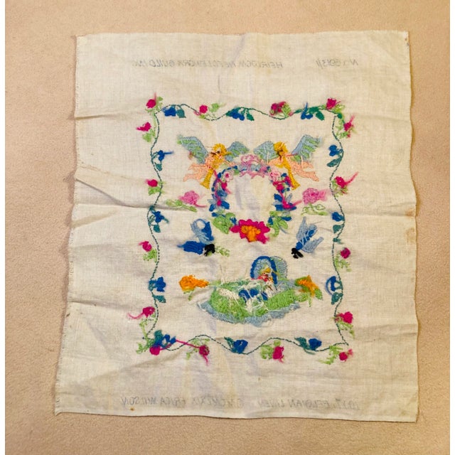 1950s 1950s Childhood Memories Created in Needlepoint Heirloom Linen For Sale - Image 5 of 10