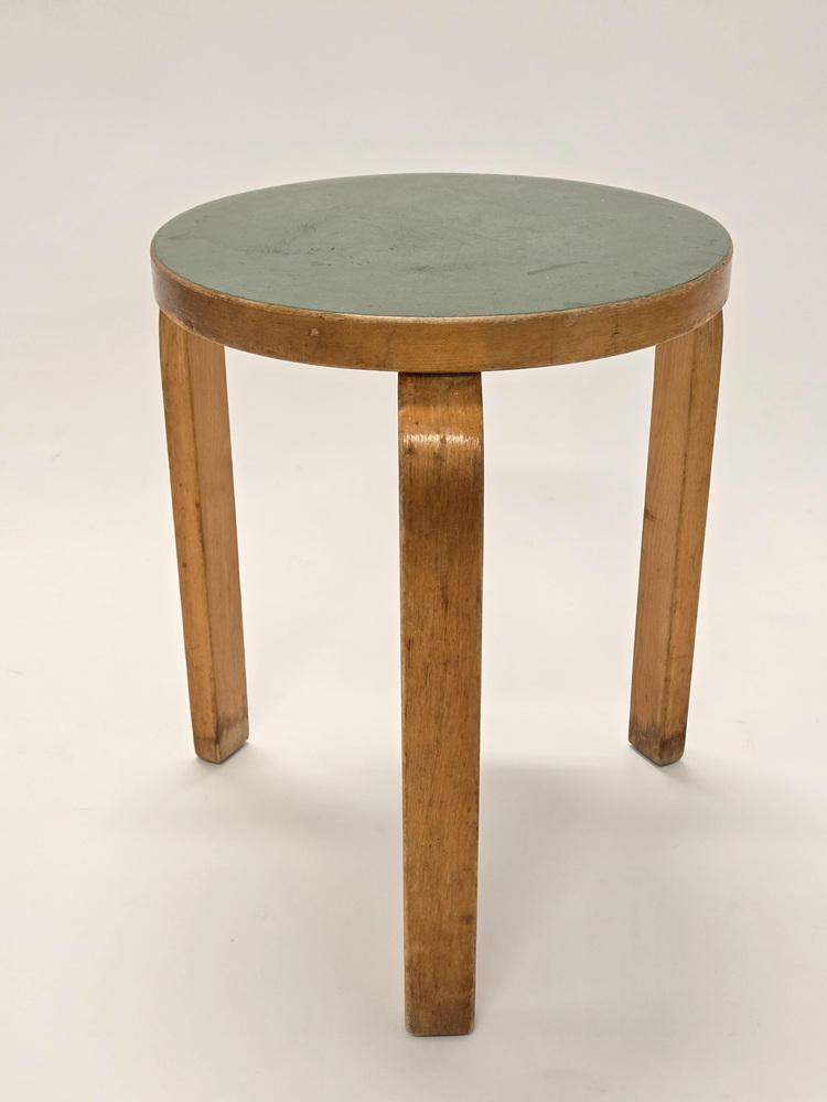 Stool 60 in Green Linoleum by Alvar Aalto for Artek, 1950s | Chairish