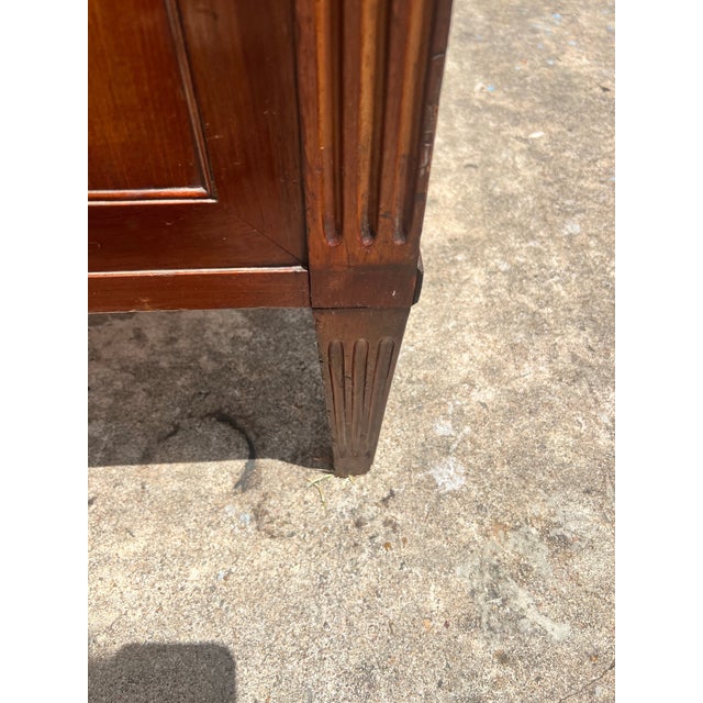 French 19th Century Louis XVI Walnut Carrara Marble Top Chest of Drawers For Sale - Image 10 of 12