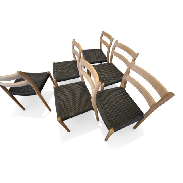 Model 84 Chairs in Oak with Black Cardboard Cord Wicker Seats by Niels Otto (N. O.) Møller for J. L. Møllers, 1960s, Set of 6 For Sale - Image 16 of 18