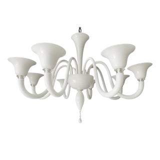 Italian White Murano Glass Chandelier by Simoeng For Sale