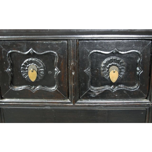 Oxblood Red Early 20th Century Dark Brown Antique Coffer Table with Two Drawers For Sale - Image 8 of 10