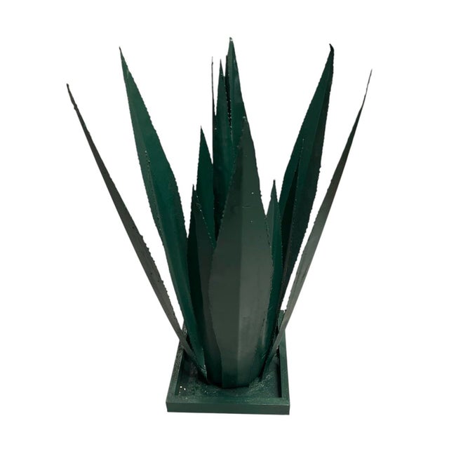 2000 - 2009 Handcrafted Moroccan Green Sculptural Metal Agave For Sale - Image 5 of 12