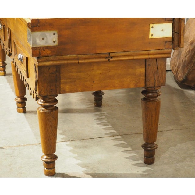 Brown A Long Antique French Double Butcher Block Table, Billot De Boucher, Circa 1900 For Sale - Image 8 of 12