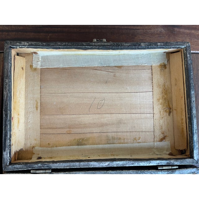 1960s 1960s Mid Century Handmade Silver Repousse Geometric Jewelry Box For Sale - Image 5 of 7