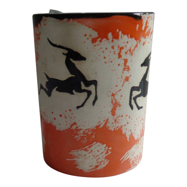 Mid-Century Czechoslovakian Orange and White Vase For Sale