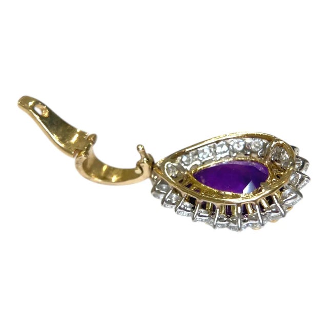 Purple Vintage 14k Gold Amethyst & Diamond Pendant Enhancer For Sale - Image 8 of 10