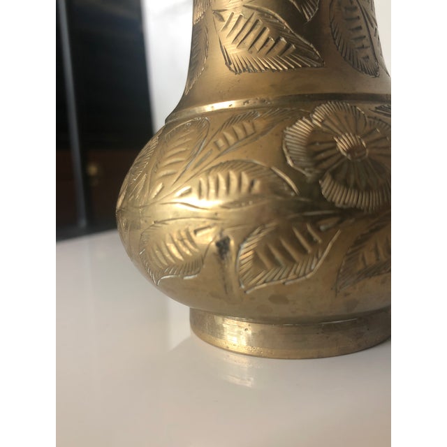 Metal 1950s Sarna Brass Floral Etched Bud Vase, Numbered For Sale - Image 7 of 7