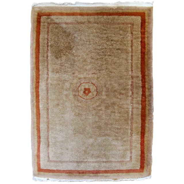 Beige 1970s Vintage Handmade Art Deco Chinese Rug For Sale - Image 8 of 8