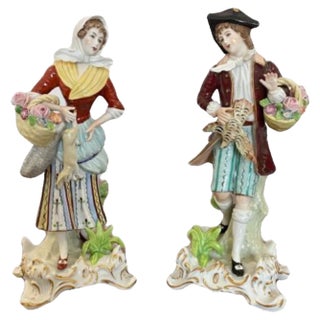 Antique Continental Porcelain Figures, 1890s, Set of 2 For Sale