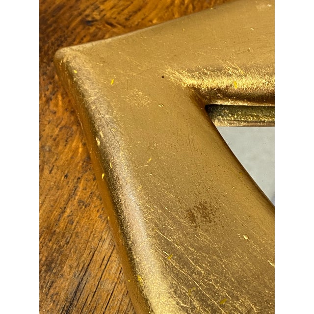 Mid-Century Modern Gold Leaf Plaster Lip Mirror, 1970s For Sale - Image 3 of 12
